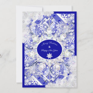 Ceramic lace blue of greece & snowflake card