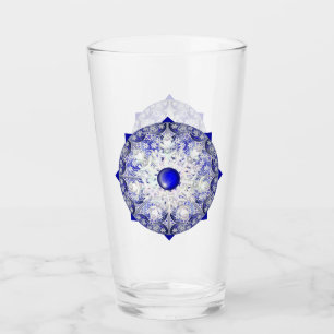 Ceramic lace blue of greece & snowflake glass
