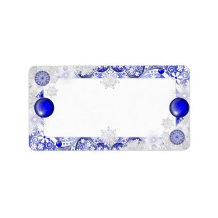 Ceramic lace blue of greece & snowflake label