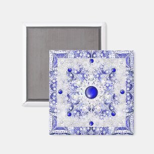 Ceramic lace Blue of Greece & snowflake Magnet