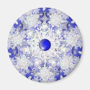 Ceramic lace Blue of Greece & snowflake Magnet
