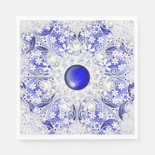 Ceramic Lace Blue of Greece & snowflake Napkin