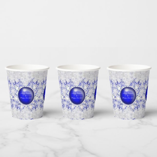 Ceramic Lace Blue of Greece & snowflake Paper Cups (Multi)