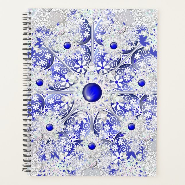 Ceramic lace blue of Greece & snowflake Planner (Front)