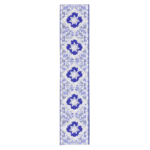 Ceramic lace blue of greece & snowflake short table runner