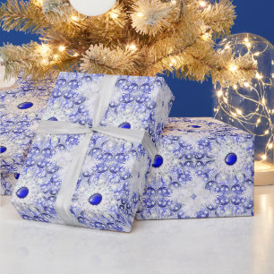 Ceramic Lace Blue of Greece & snowflake Wrapping Paper