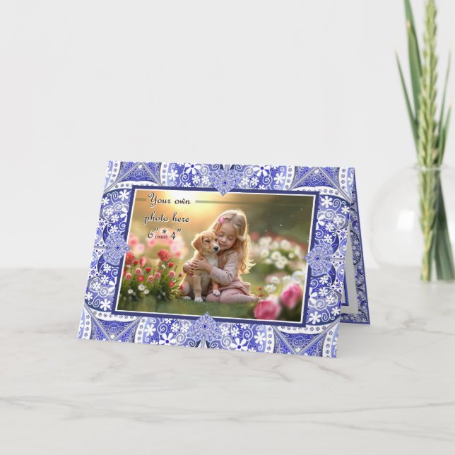 Ceramic lace Blue of Greece Thank You Card (Front)