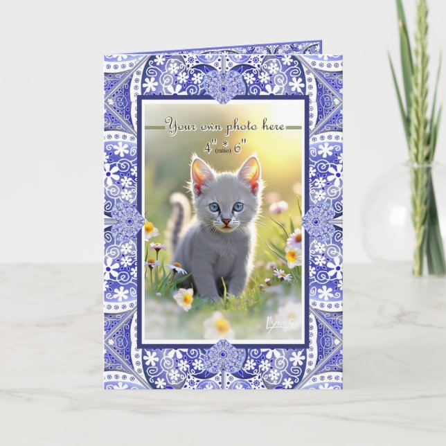 Ceramic lace Blue of Greece Thank You Card (Front)