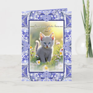 Ceramic lace Blue of Greece Thank You Card