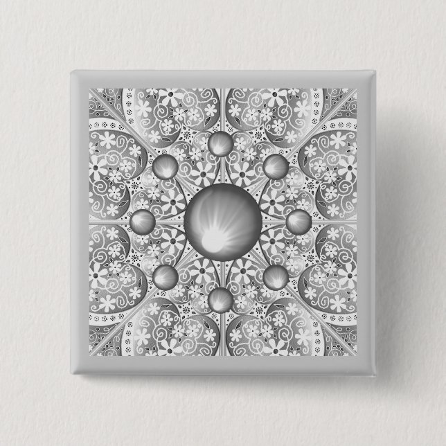 Ceramic Lace Grey 15 Cm Square Badge (Front)