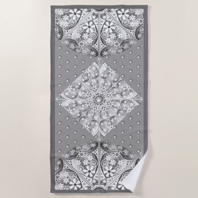 Ceramic lace Grey Beach Towel (Front)