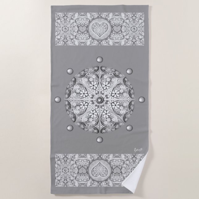 Ceramic lace Grey Beach Towel (Front)