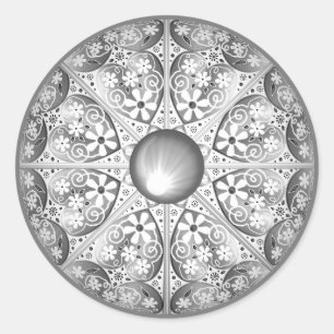 Ceramic Lace grey Classic Round Sticker