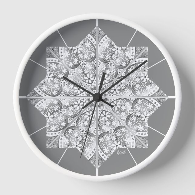 Ceramic Lace Grey Clock (Front)