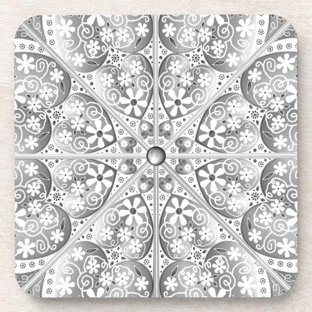 Ceramic Lace Grey Coaster (Front)