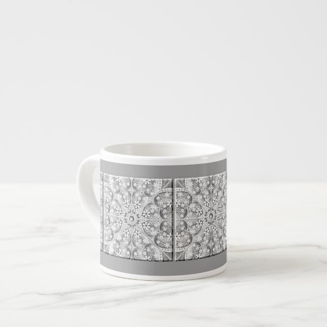 Ceramic lace Grey Espresso Cup (Front Left)