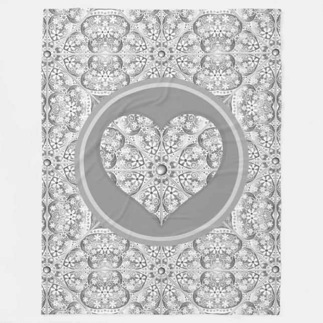 Ceramic lace Grey Fleece Blanket (Front)
