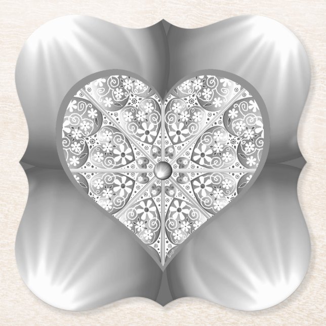 Ceramic Lace grey Paper Coaster (Front)