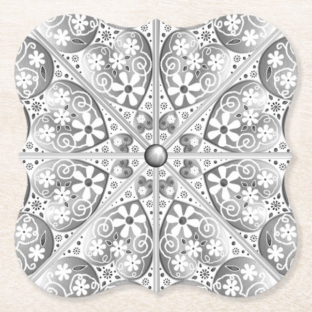 Ceramic lace Grey Paper Coaster (Front)