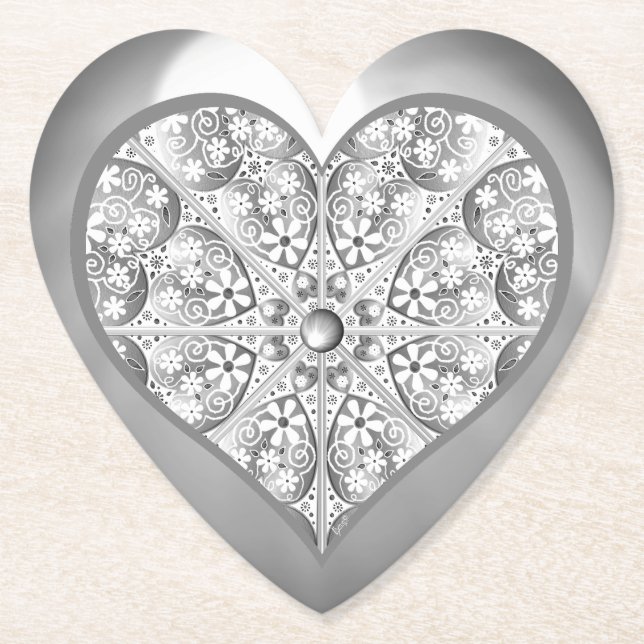 Ceramic Lace grey Paper Coaster (Front)