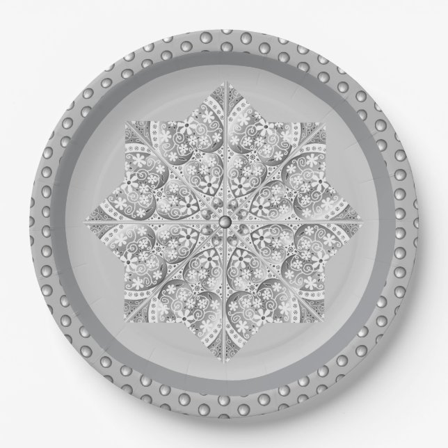Ceramic lace Grey Paper Plate (Front)