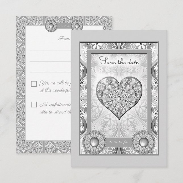 Ceramic lace Grey RSVP Card (Front/Back)