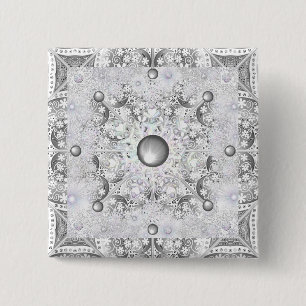 Ceramic lace Grey &snowflake 15 Cm Square Badge