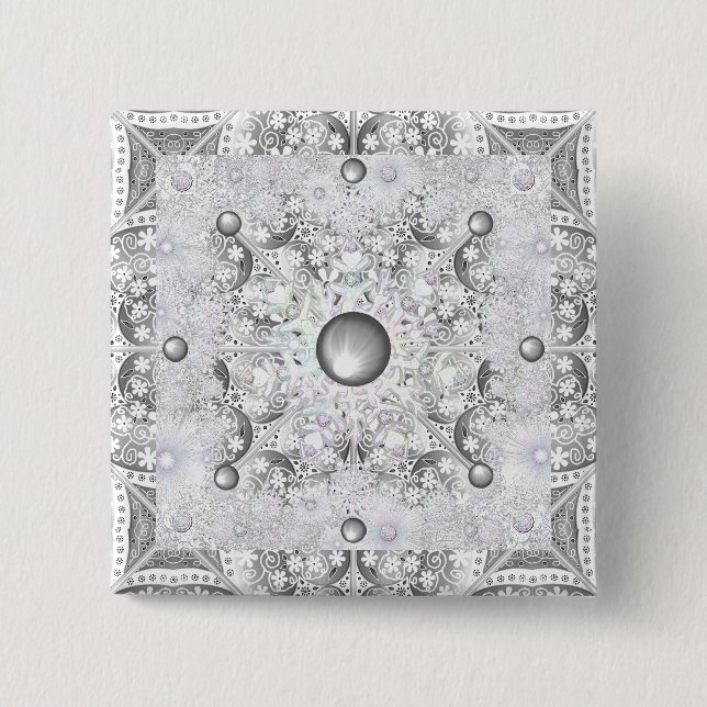 Ceramic lace Grey &snowflake 15 Cm Square Badge (Front)