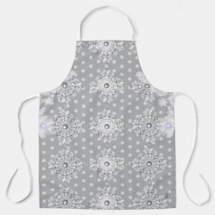 Ceramic lace grey & snowflake apron