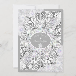 Ceramic lace grey & snowflake card