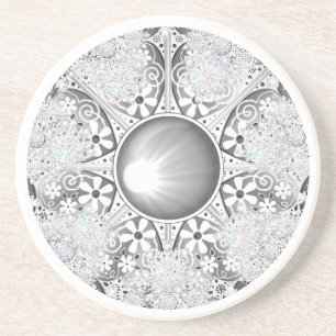 Ceramic lace grey &snowflake coaster