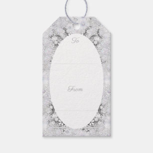 Ceramic lace grey & snowflake gift tags
