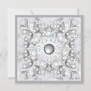 Ceramic lace grey & snowflake invitation