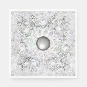 Ceramic lace grey & snowflake napkin