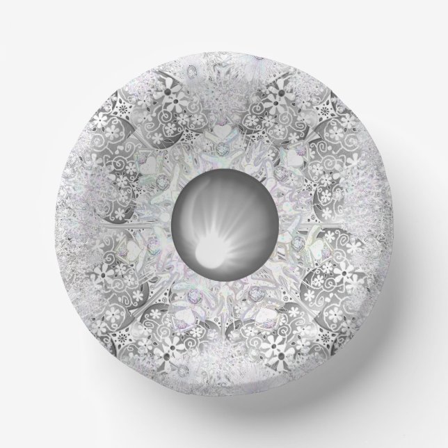Ceramic lace grey & snowflake paper plate (Front)