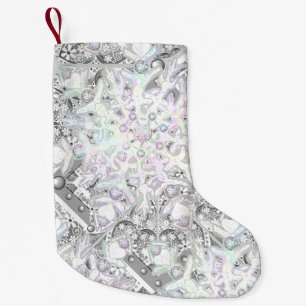 Ceramic lace grey & snowflake small christmas stocking