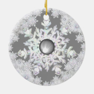 Ceramic lace grey & snowflake tree decoration