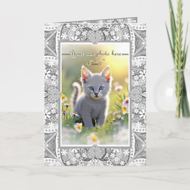 Ceramic lace Grey Thank You Card (Front)