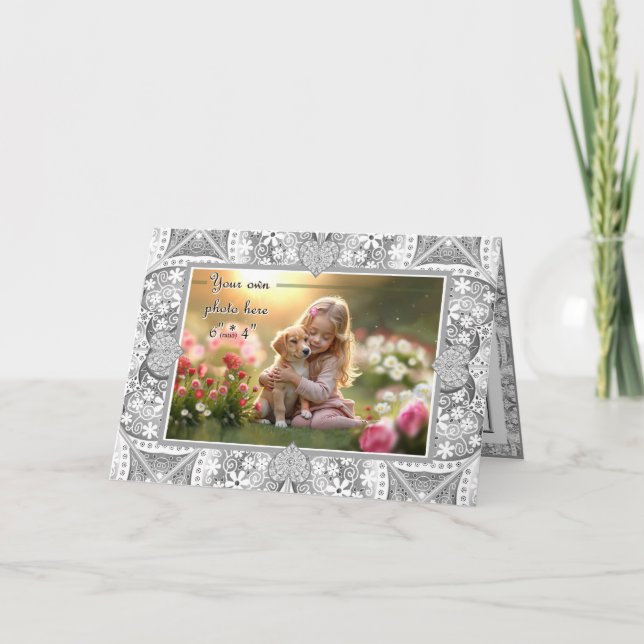 Ceramic lace Grey Thank You Card (Front)
