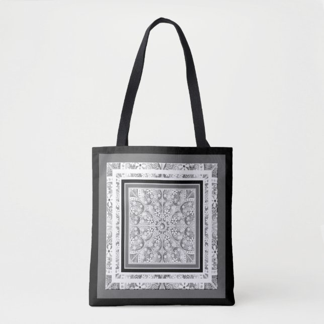 Ceramic lace Grey Tote Bag (Front)