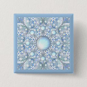 Ceramic Lace light blue 15 Cm Square Badge