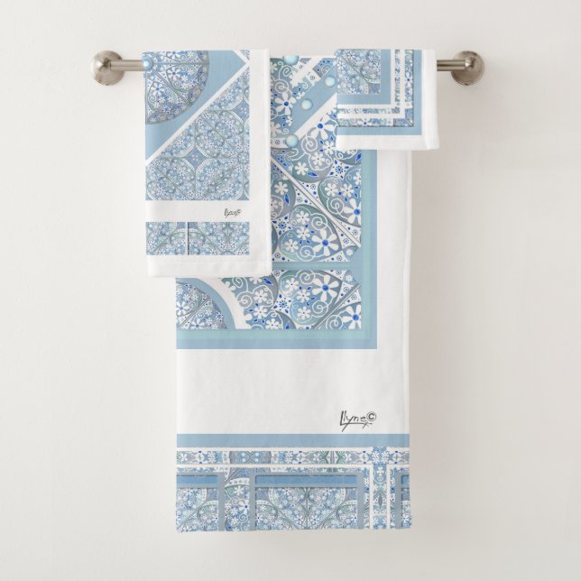 Ceramic Lace light blue, Bath Towel Set (Insitu)