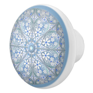 Ceramic lace Light blue Ceramic Knob