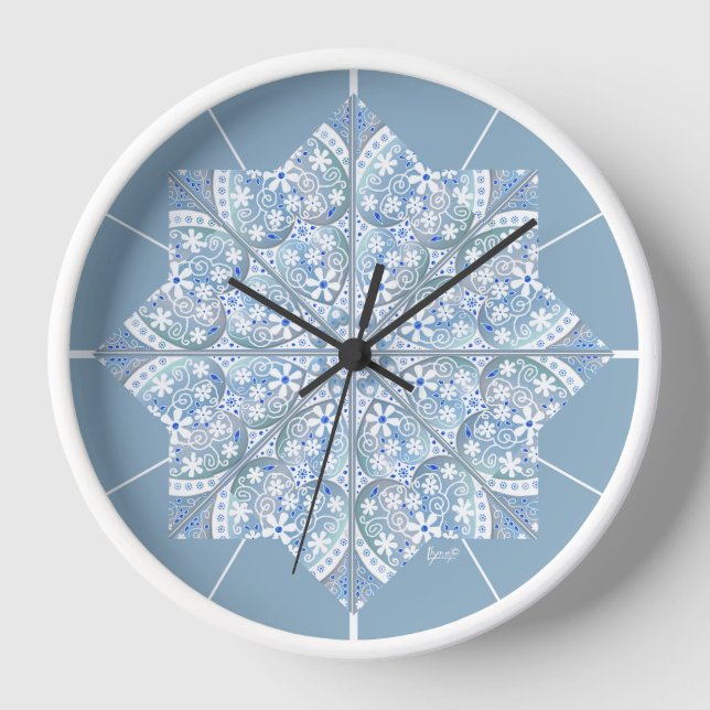 Ceramic Lace Light blue Clock (Front)