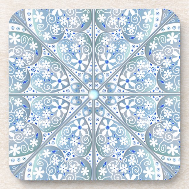 Ceramic Lace light blue Coaster (Front)