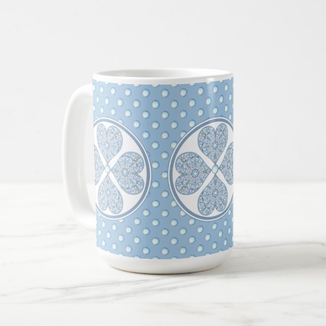 Ceramic Lace Light Blue Coffee Mug (Front Left)