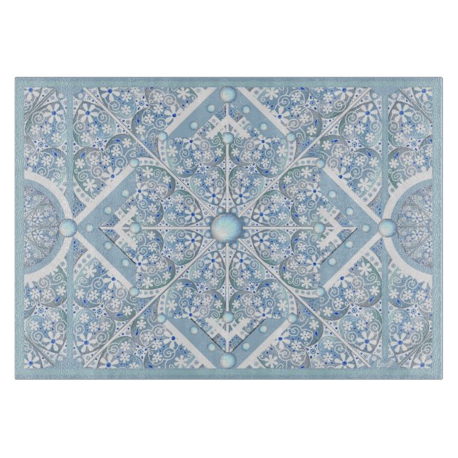 Ceramic Lace light blue, Cutting Board (Front)