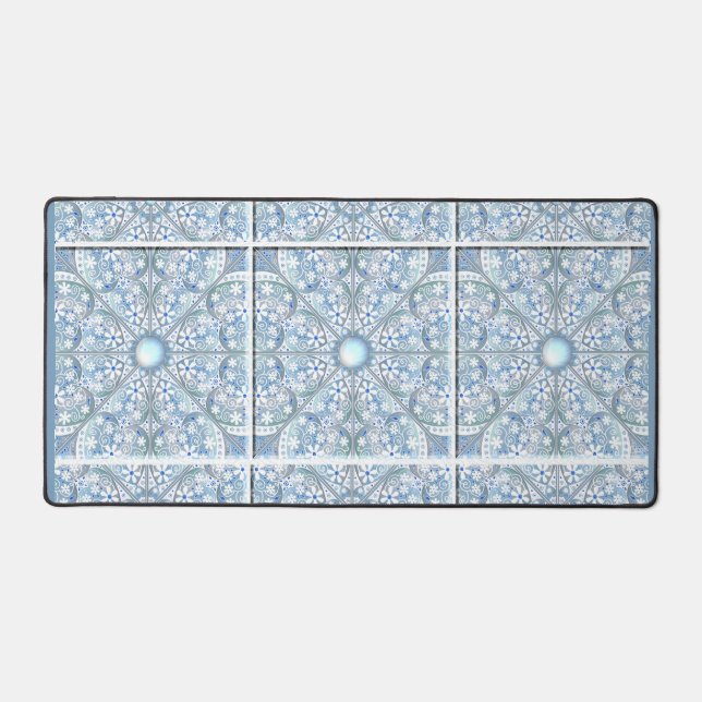 Ceramic Lace Light Blue Desk Mat (Front)
