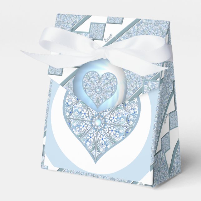 Ceramic Lace Light Blue Favour Box (Front Side)