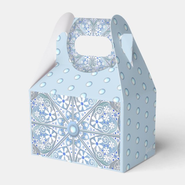 Ceramic Lace Light Blue Favour Box (Front Side)